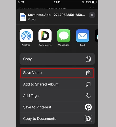 continue to click on save video option